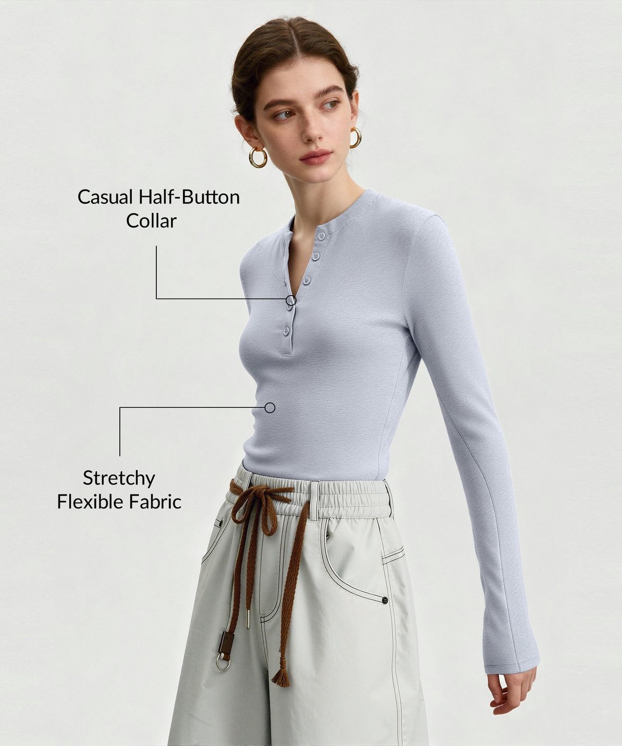 Anywhere Casual Half-Button Collar Long Sleeve Shirt | Women's Long Sleeve T-shirt