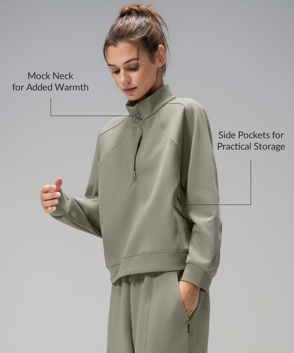 Anywhere™ Half-Zip Mock Neck Pockets Sweatshirt | Women's Sports Sweatshirt