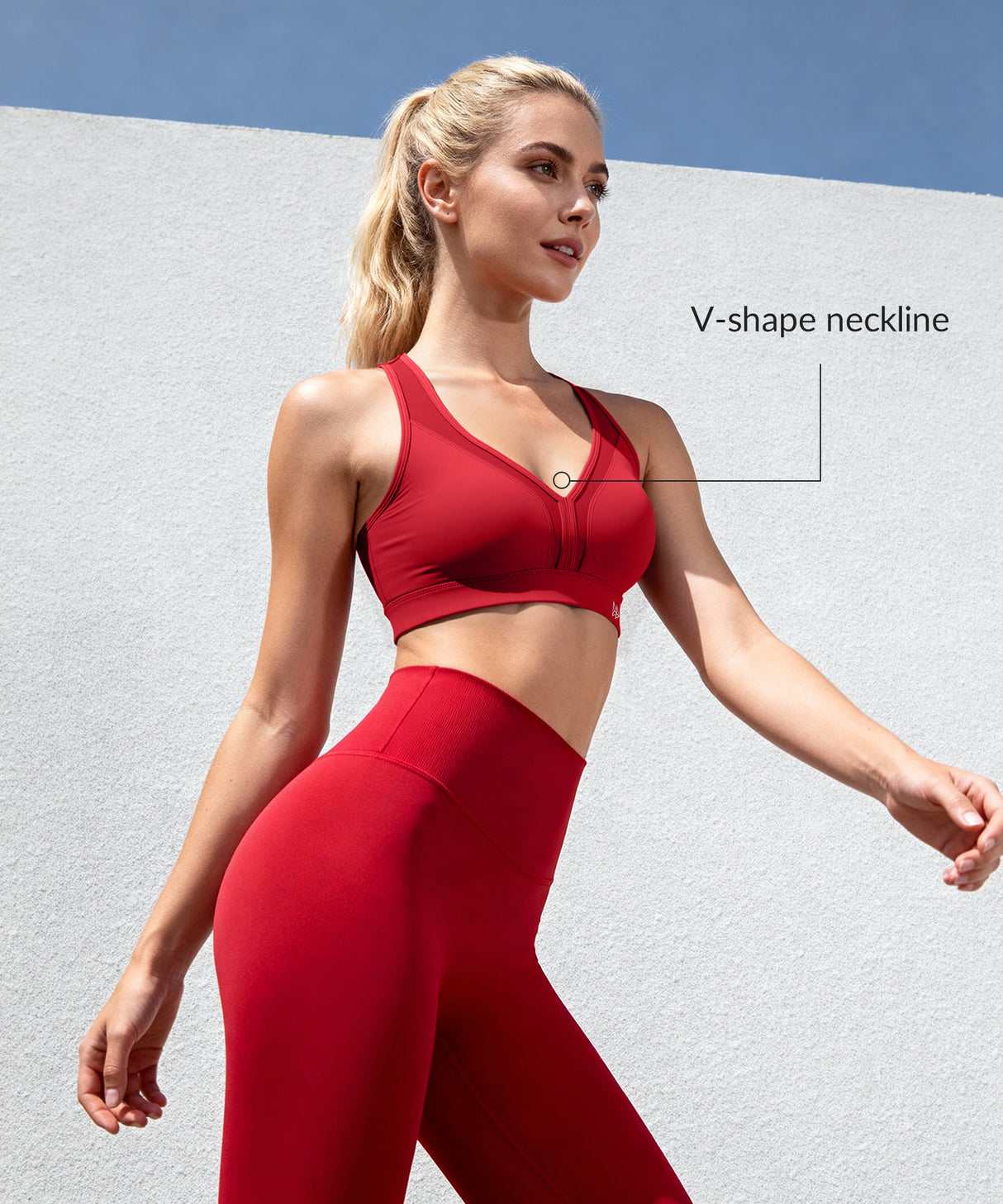 Reggiseno da corsa imbottito con scollo a V e schiena incrociata Power | Reggiseno sportivo ad alto sostegno da donna