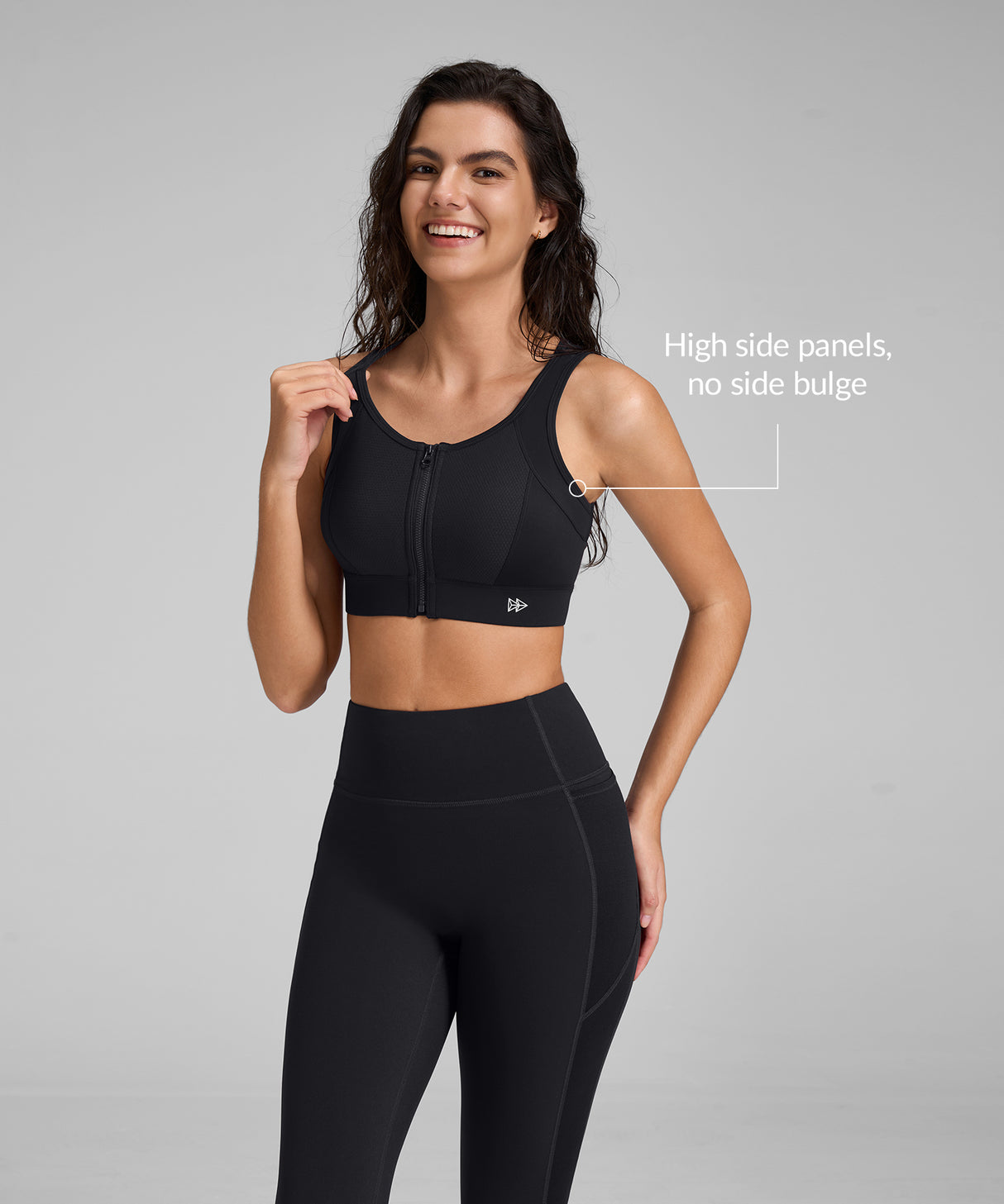 Power Cutout Racerback-Lauf-BH mit Reißverschluss vorne | Sport-BH mit starkem Halt für Damen