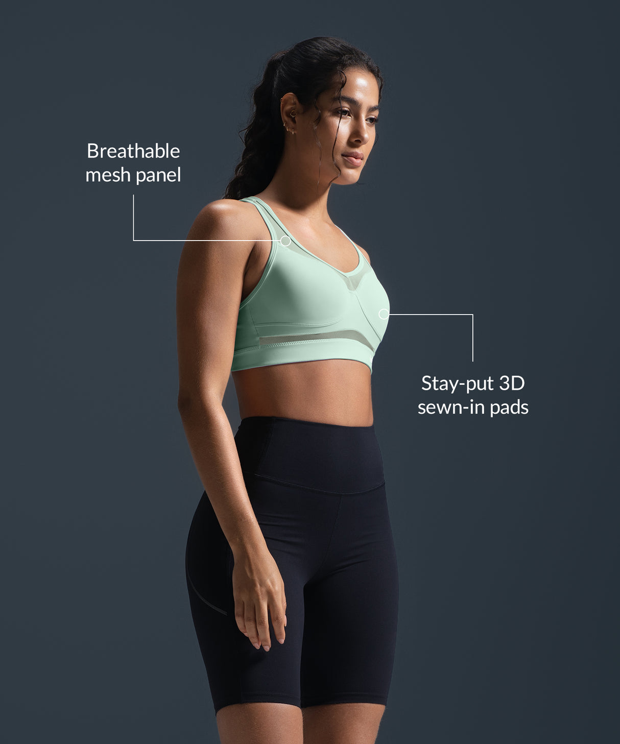 Reggiseno da corsa imbottito in rete con scollo a V Shift | Reggiseno sportivo ad alto sostegno da donna