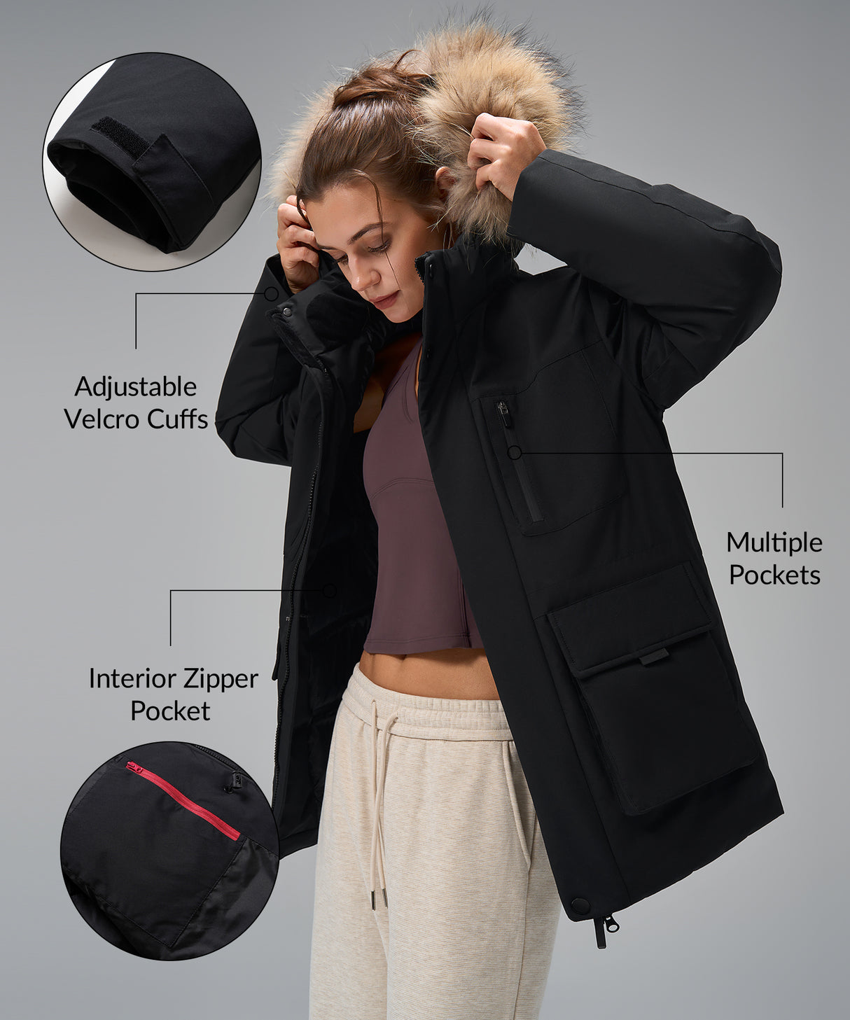 Anywhere Parka Daunenjacke mit mehreren Taschen | Isolierte Damenjacken