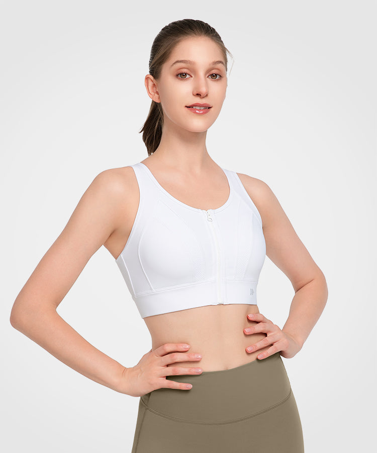 Reggiseno da corsa imbottito traspirante perforato con cerniera frontale Echo | Reggiseno sportivo ad alto sostegno da donna Reggiseno da corsa imbottito traspirante perforato con cerniera frontale Echo | Reggiseno sportivo ad alto sostegno da donna