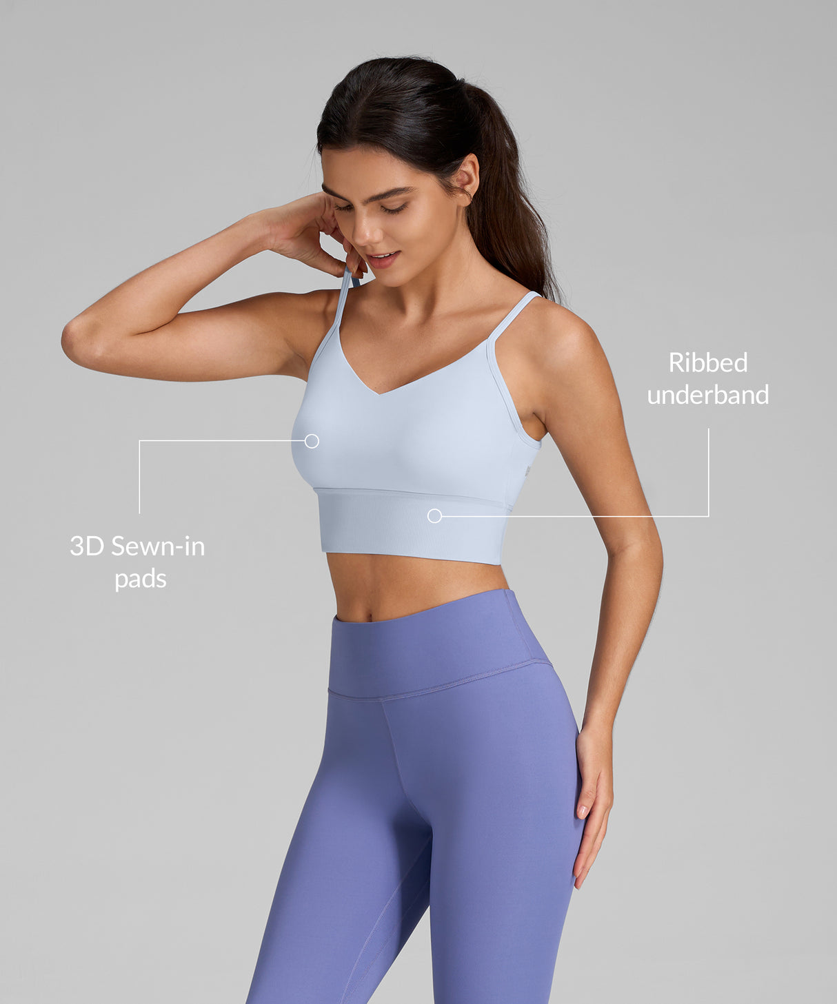 Echo V-Neck Ribbed Padded Yoga Bra | Women's Light Support Sports Bra