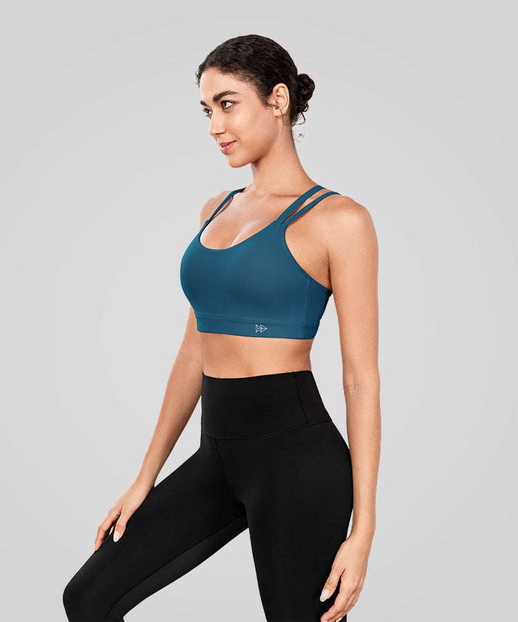 Echo Long Double Cross Straps Padded Yoga Bra | Women's Light Support Sports Bra