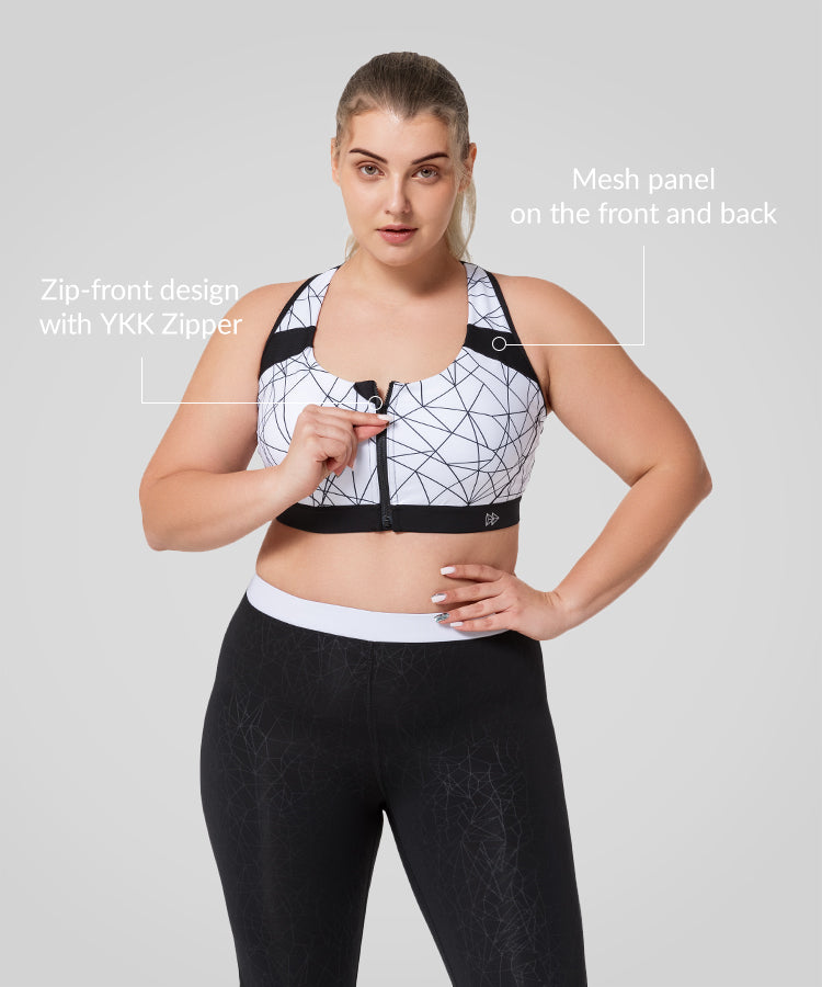 Enfold Zip Front Padded Running Bra | Women's High Support Sports Bra