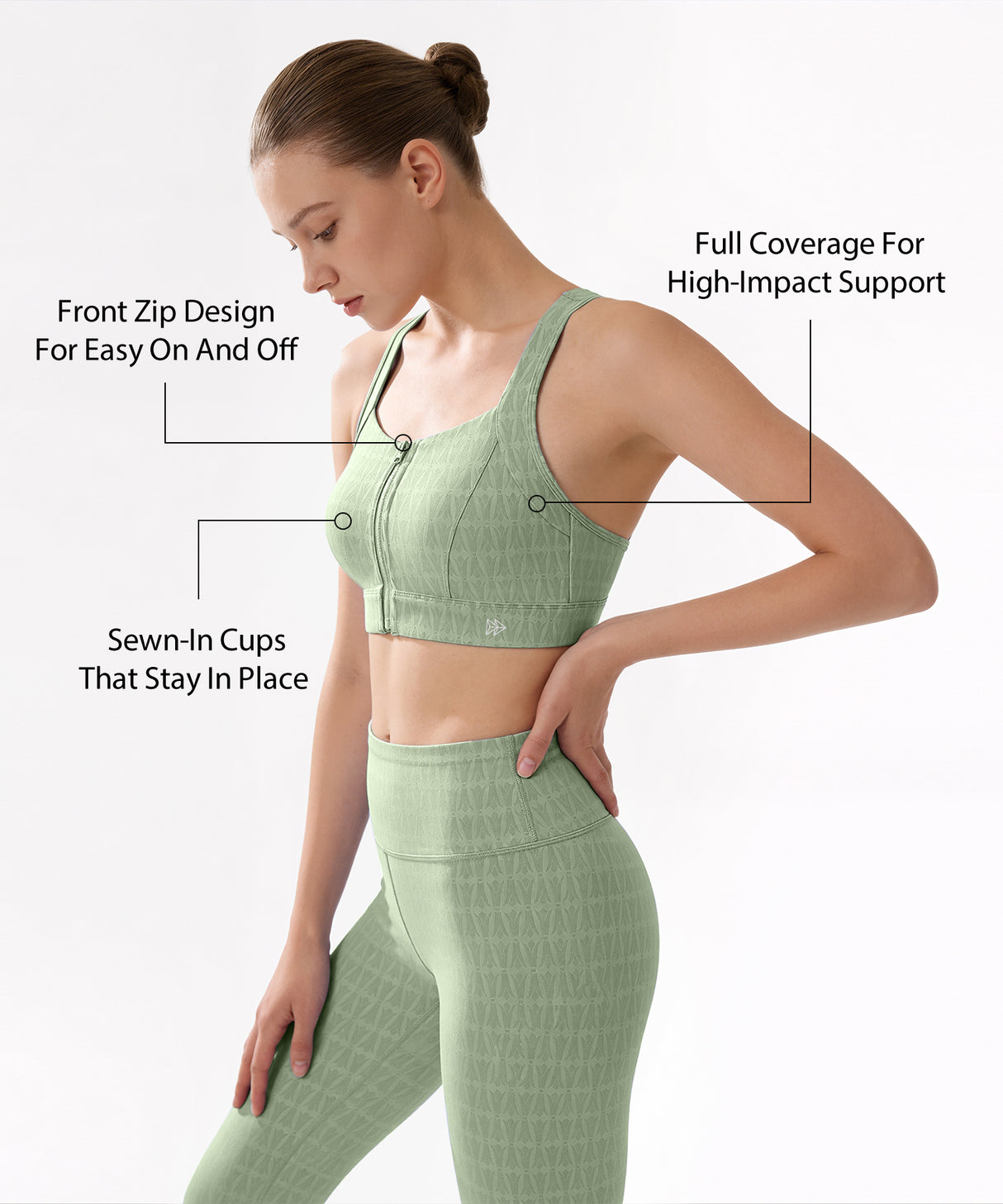 Power Zip Front Jacquard Pattern Crisscross Full Coverage Running Bra| Women's High Support Sports Bra Power Zip Front Jacquard Pattern Crisscross Full Coverage Running Bra| Women's High Support Sports Bra