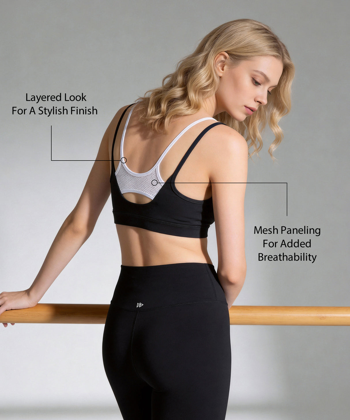 Anywhere Double Straps Removable Cups Mesh Yoga Bra | Women's Light Support Sports Bra