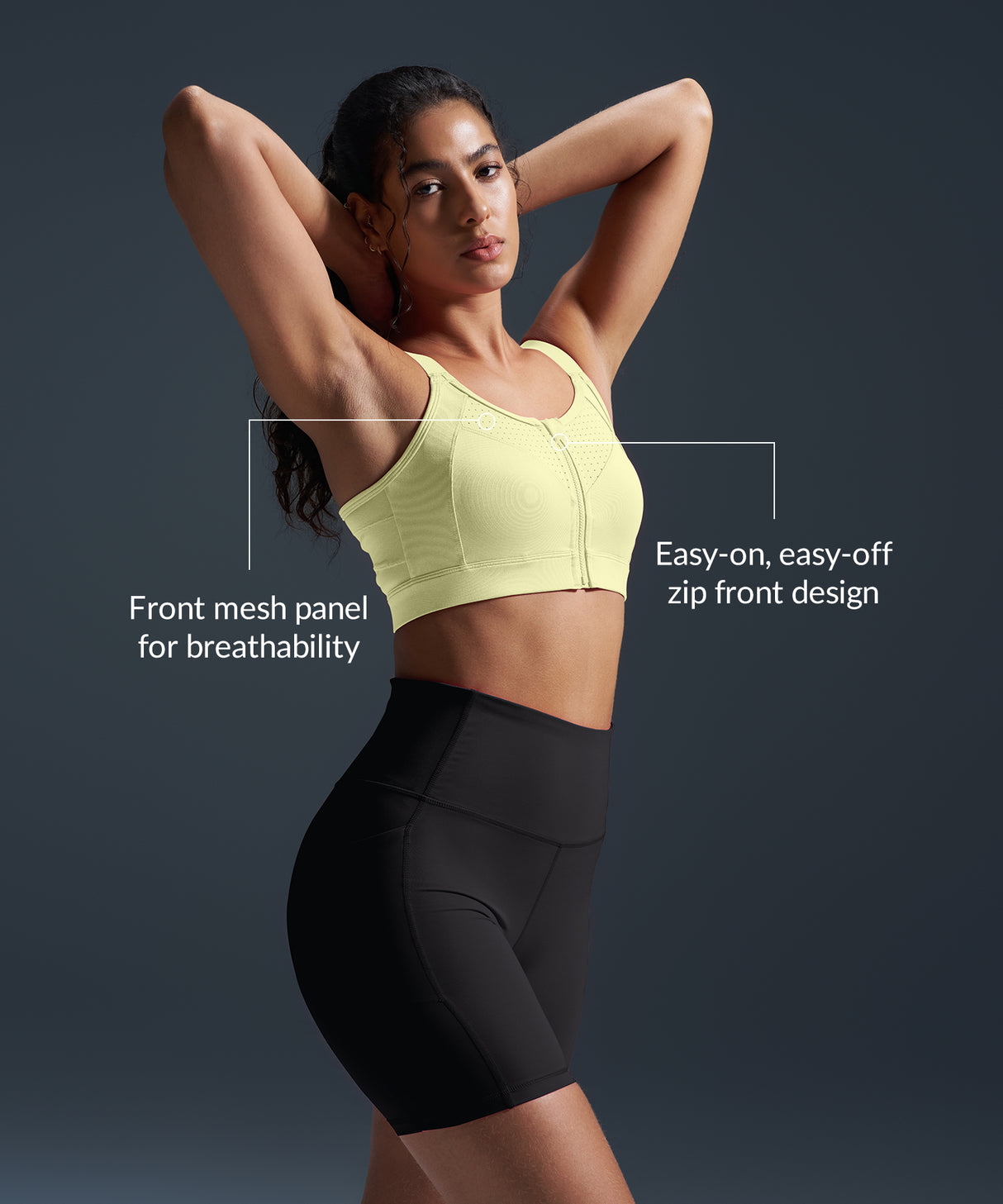 Reggiseno da corsa imbottito con spalline regolabili Power Zip | Reggiseno sportivo ad alto sostegno da donna