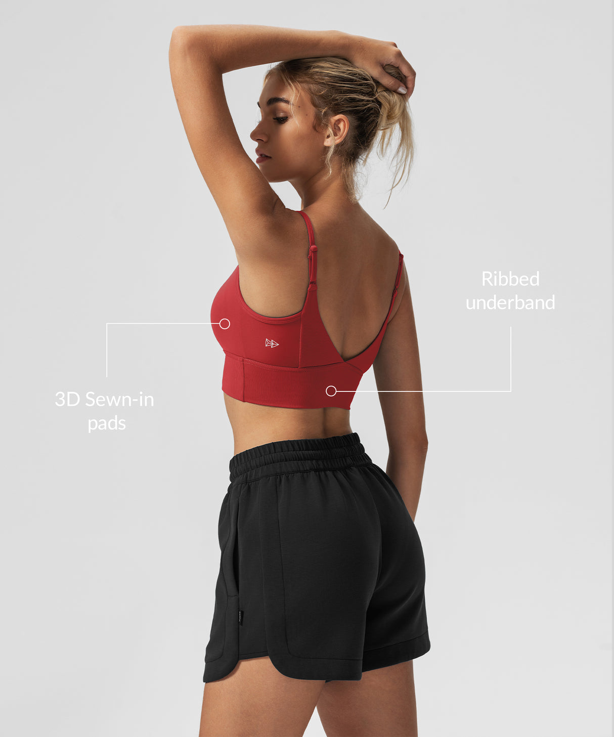 Echo V-Neck Ribbed Padded Yoga Bra | Women's Light Support Sports Bra