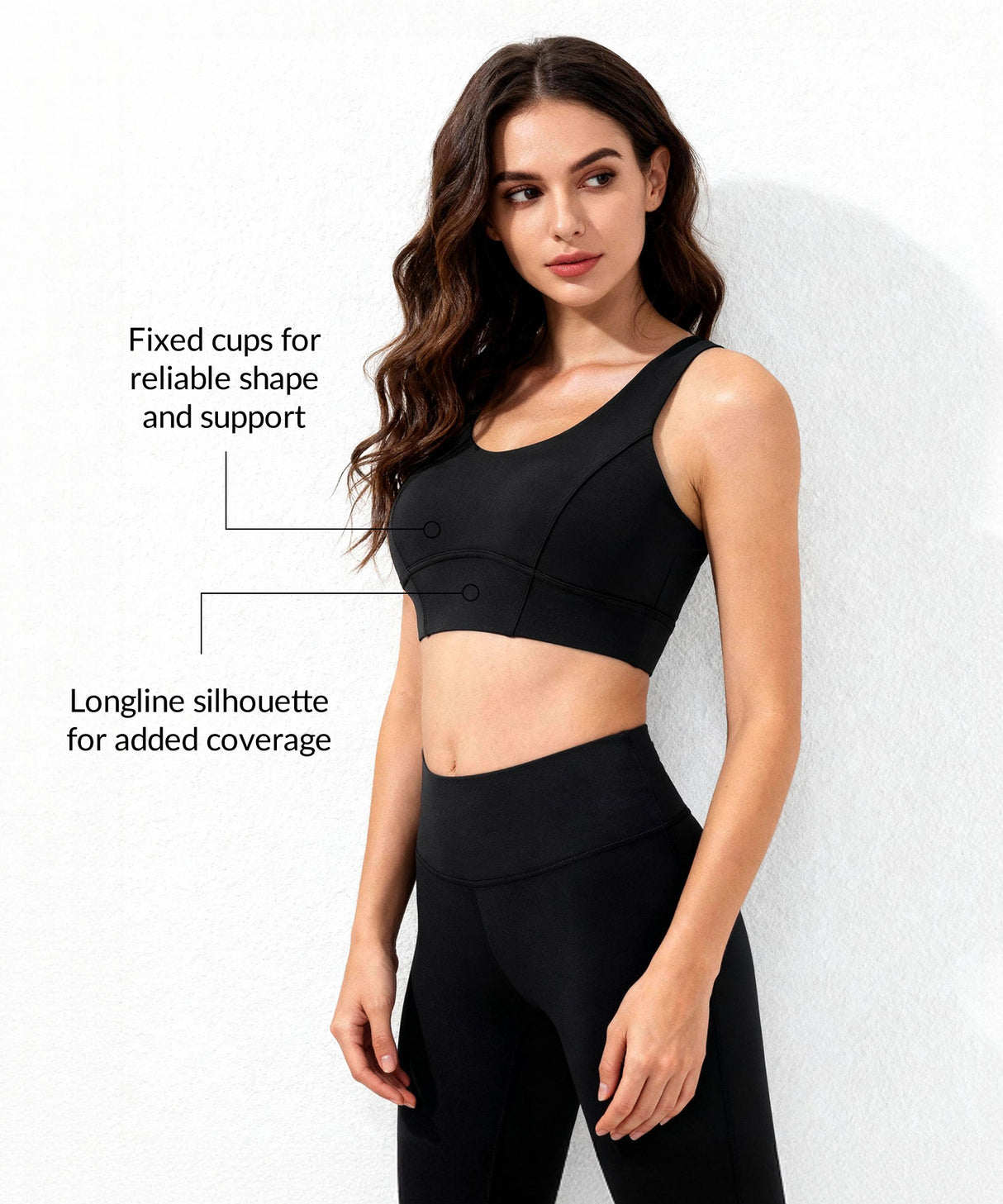 Sujetador de yoga largo con relleno y banda ancha Anywhere | Sujetador deportivo de sujeción ligera para mujer Sujetador de yoga largo con relleno y banda ancha Anywhere | Sujetador deportivo de sujeción ligera para mujer