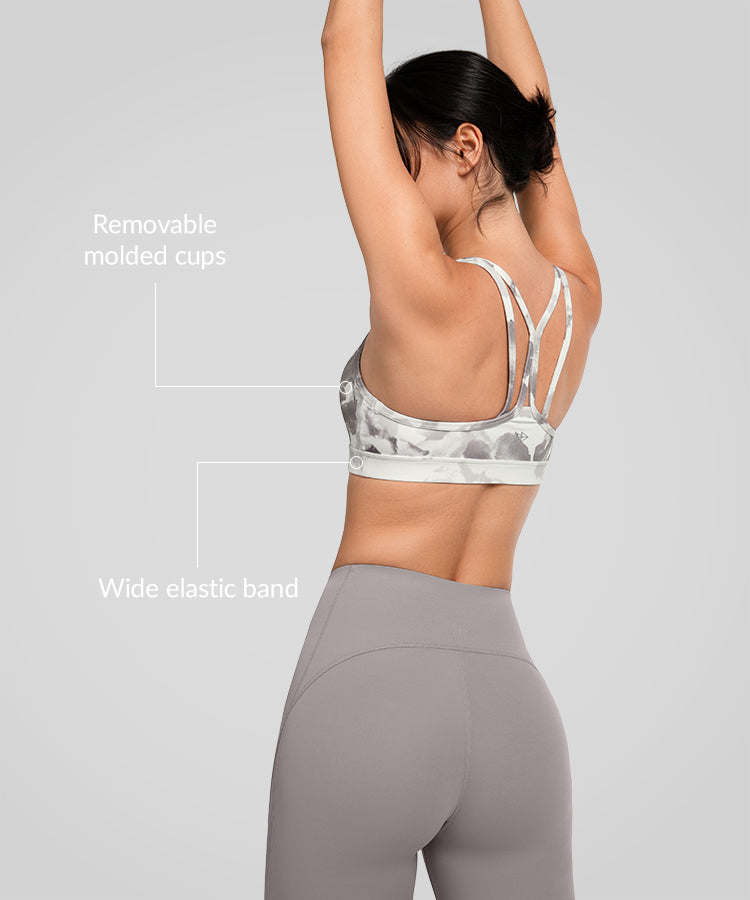 Reggiseno yoga imbottito con scollo a barchetta e doppie spalline | Reggiseno sportivo con supporto leggero da donna