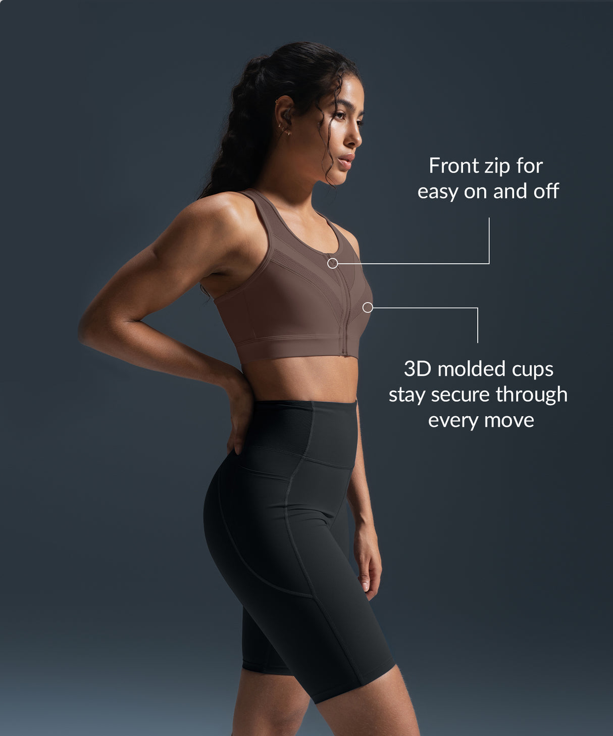 Enfold Zip Mesh Padded Running Bra | Women's High Support Sports Bra