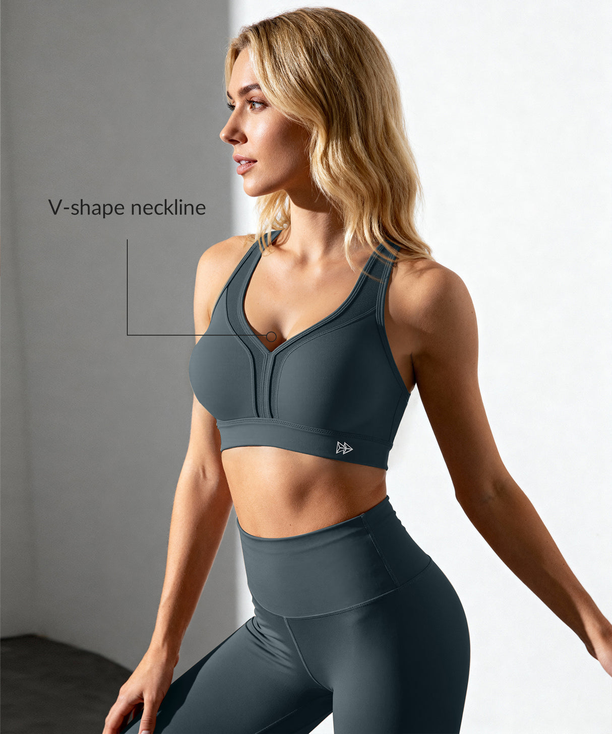 Löpar-BH med kraftfull V-ringning och vadderad rygg | Sport-BH med högt stöd för kvinnor