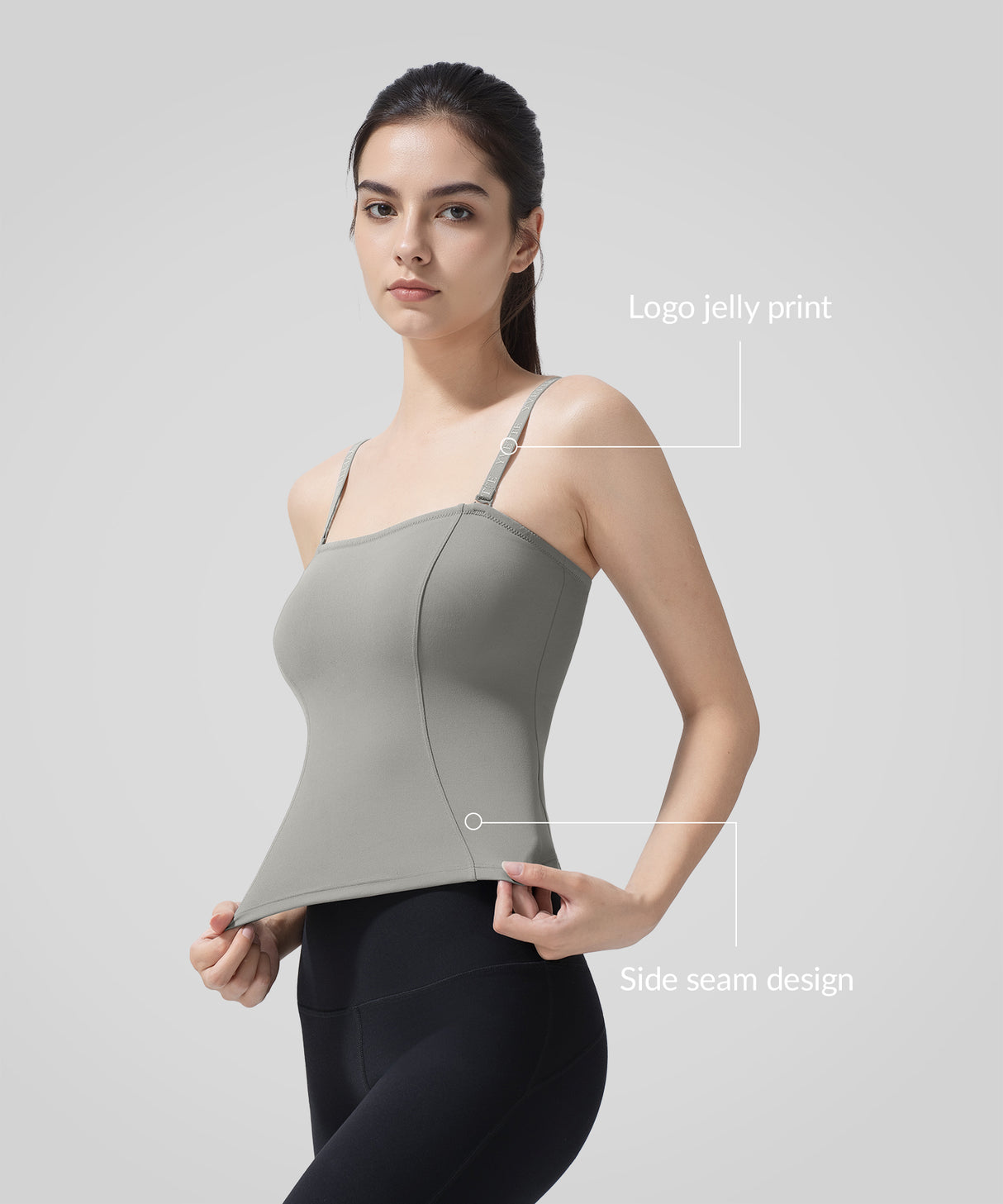 Justerbar yogalinne med tunna remmar och logotyp | Sport-bh med lätt stöd för kvinnor