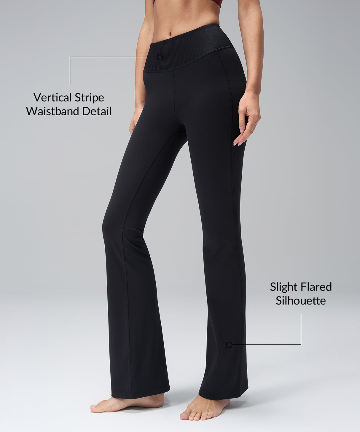 Randiga utsvängda byxor med midja | Dambyxor med lätt stöd