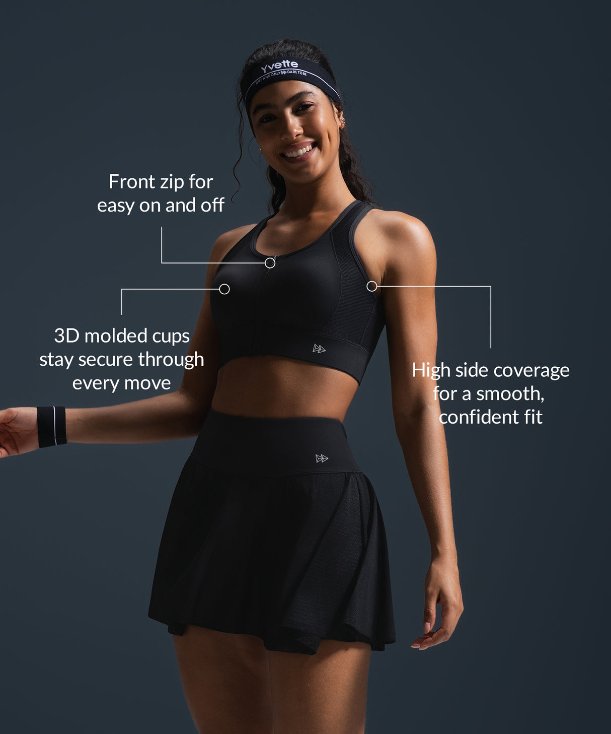 Reggiseno da corsa imbottito con zip frontale Enfold Racerback | Reggiseno sportivo ad alto sostegno da donna