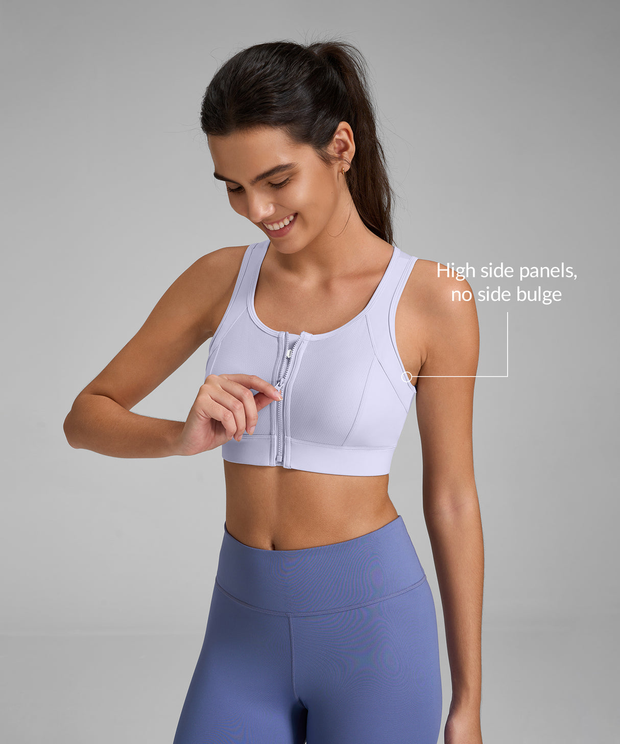 Power Cutout Racerback Zip Front Running Bra | Women's High Support Sports Bra