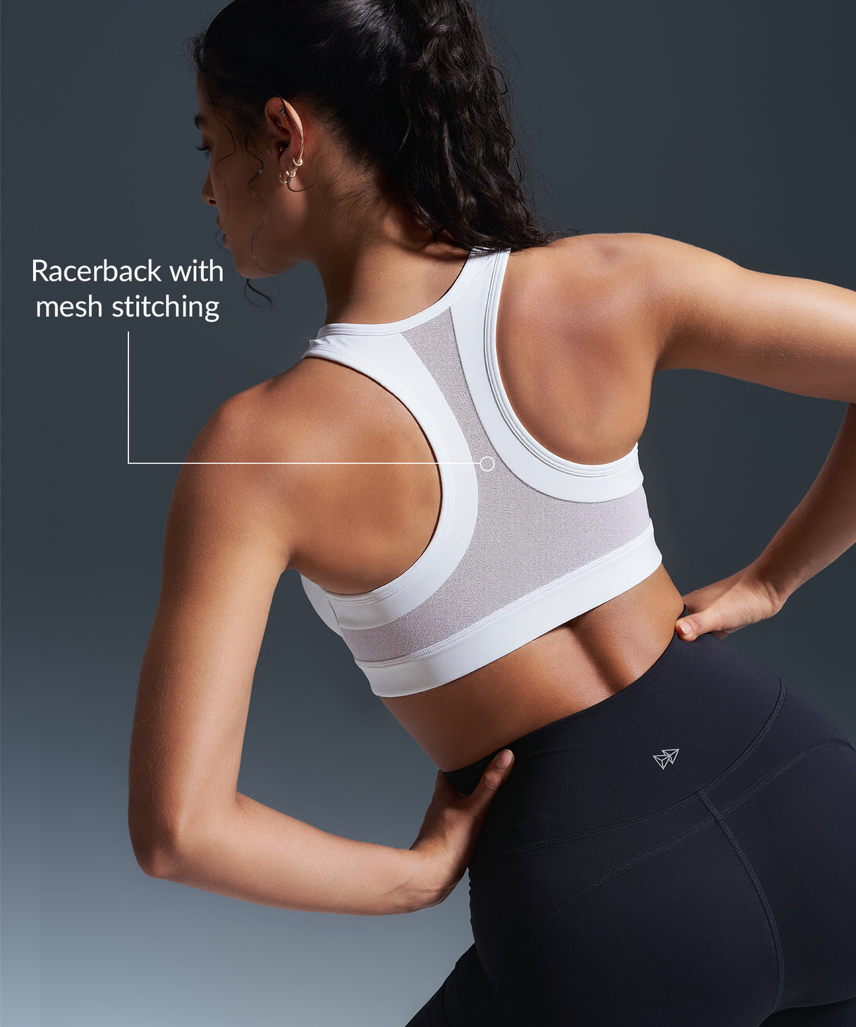 Enfold Zip Front Mesh Racerback Padded Running Bra | Women's High Support Sports Bra