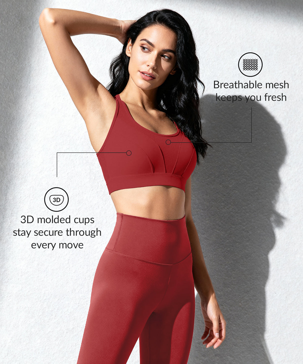 Sujetador deportivo acolchado Power Adjustable Enhance | Sujetador deportivo de sujeción media para mujer