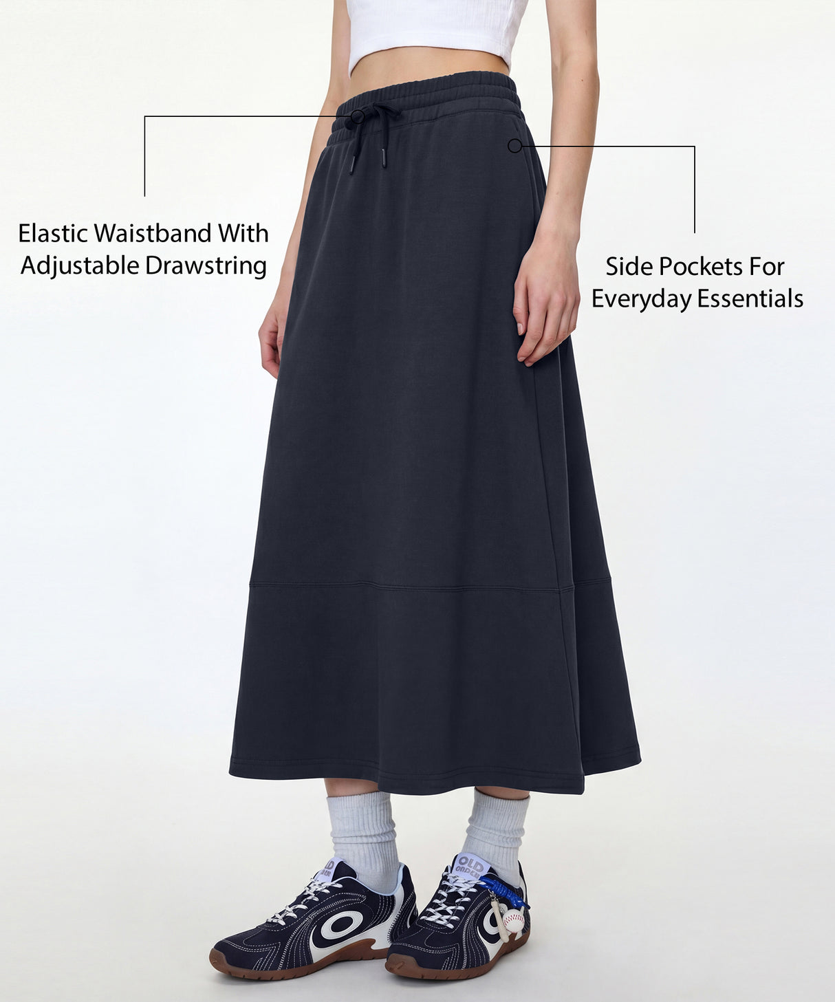Anywhere Elastic Drawstring Pockets Daily Skirt | Women's Sports Skirt