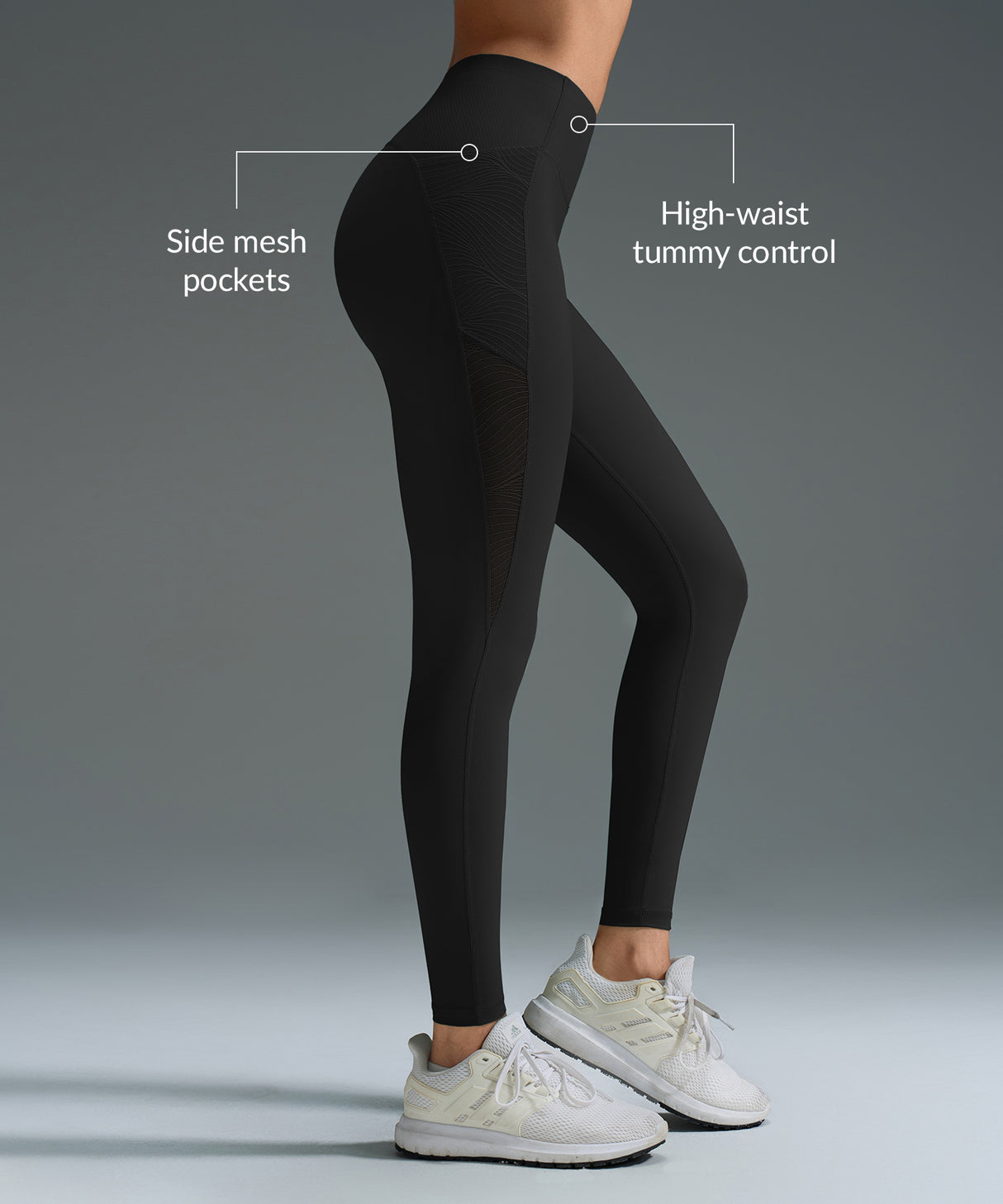 Leggings de running Power de cintura alta con malla lateral de 62 cm | Leggings de alta sujeción para mujer Leggings de running Power de cintura alta con malla lateral de 62 cm | Leggings de alta sujeción para mujer