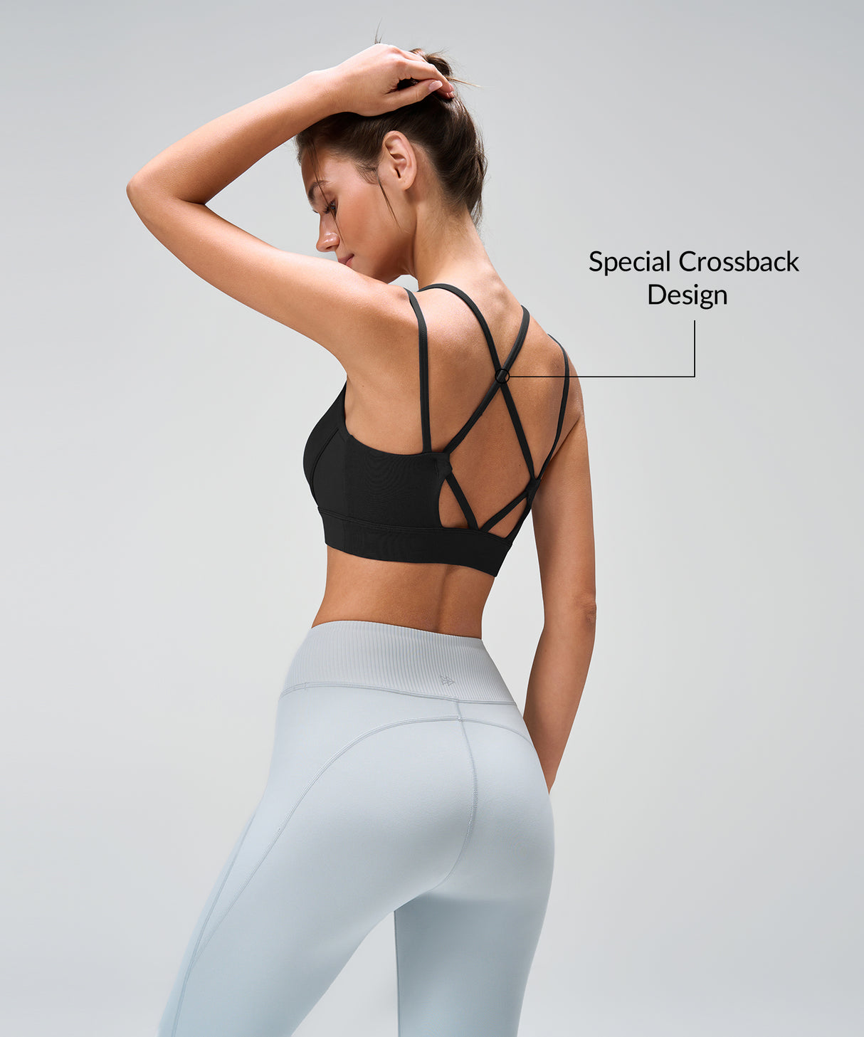 Sujetador de yoga con almohadillas fijas y espalda cruzada Anywhere | Sujetador deportivo de sujeción ligera para mujer