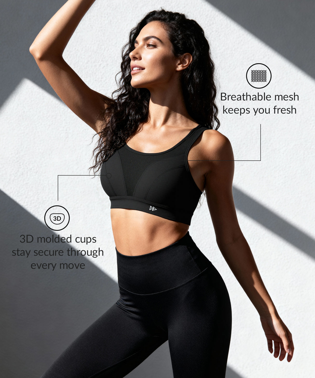 Justerbar löpar-BH med vadderad dämpning | Sport-BH med medelhögt stöd för kvinnor