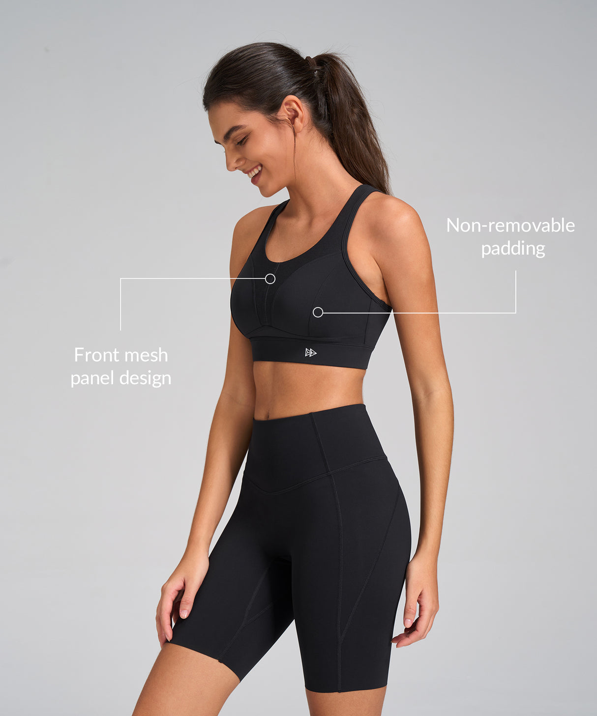 Enfold Sport-BH mit Rundhalsausschnitt und Mesh-Front | Sport-BH mit starkem Halt für Damen