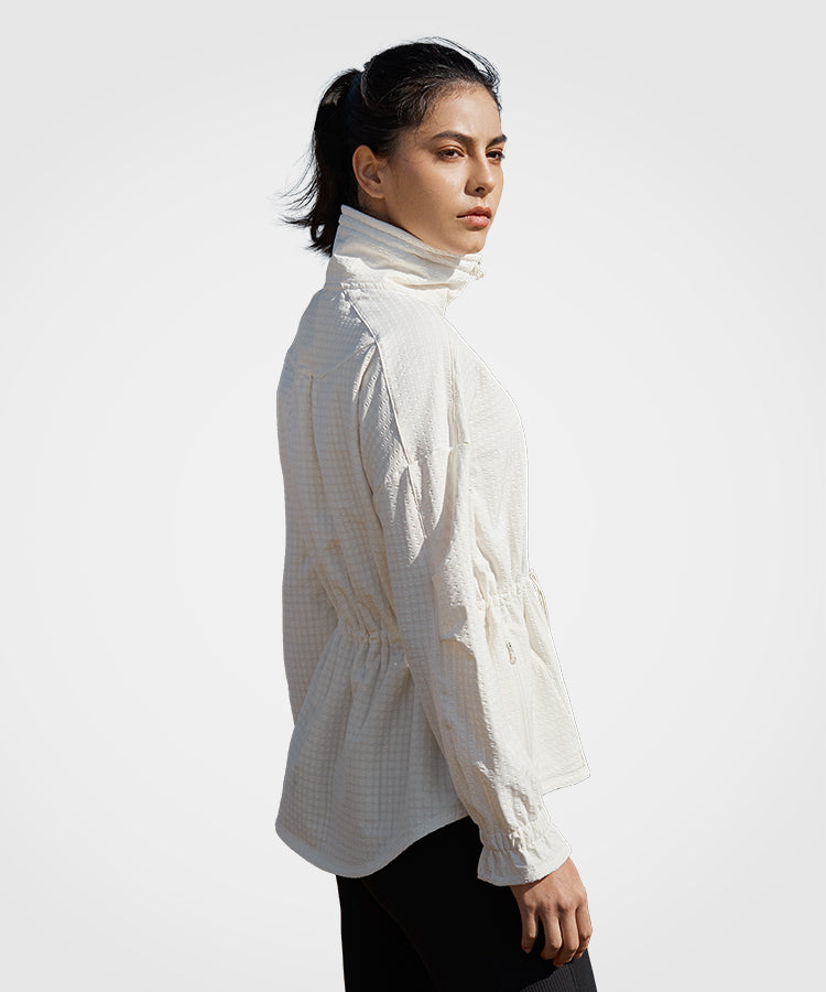 Shift Textured Drawstring Waist Fleece lined Jacket | Women's Sports Jacket