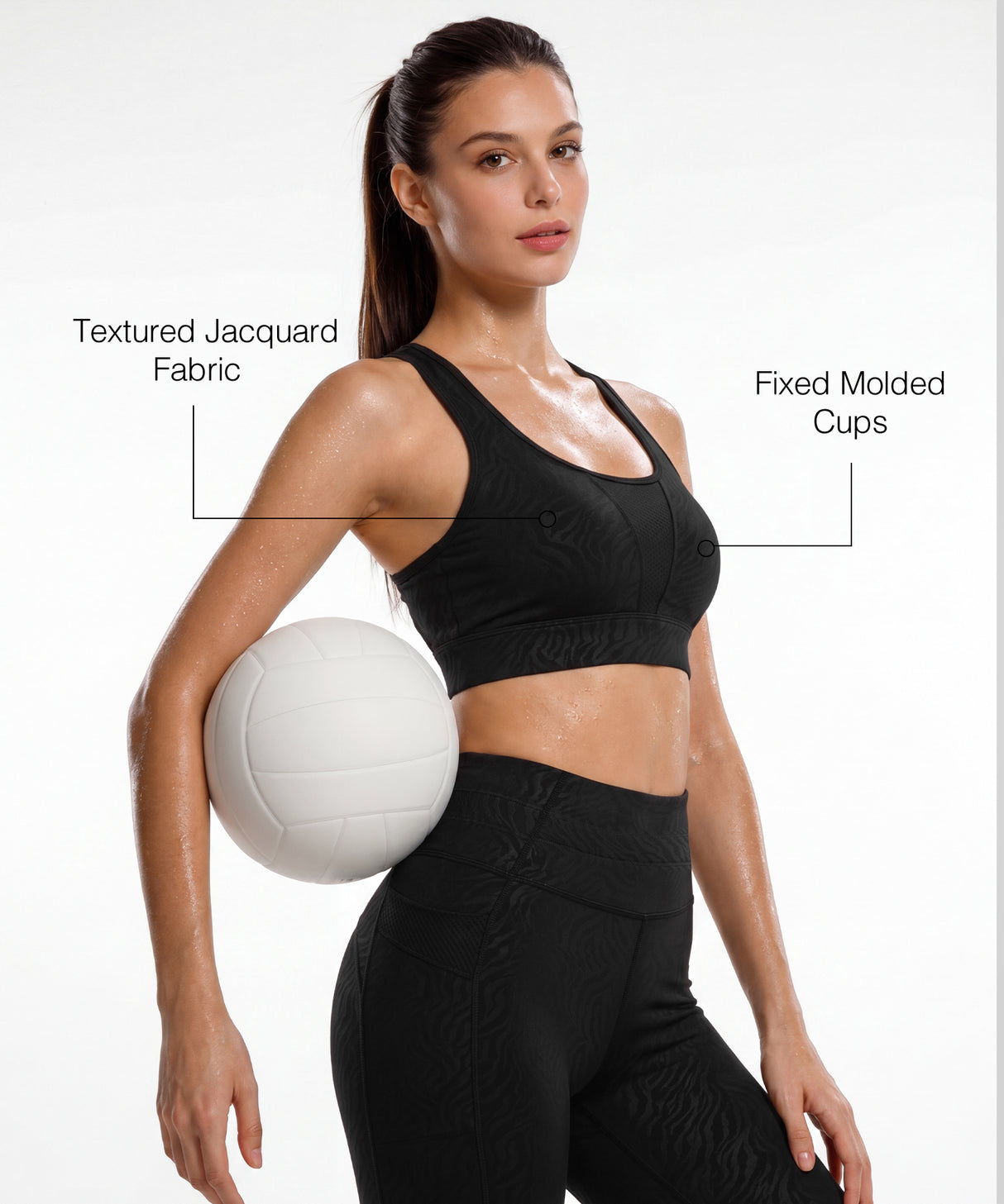 Black Racerback Mesh Full Coverage Running Bra | High-Impact Support Best For Running, HIIT, Yoga & Training