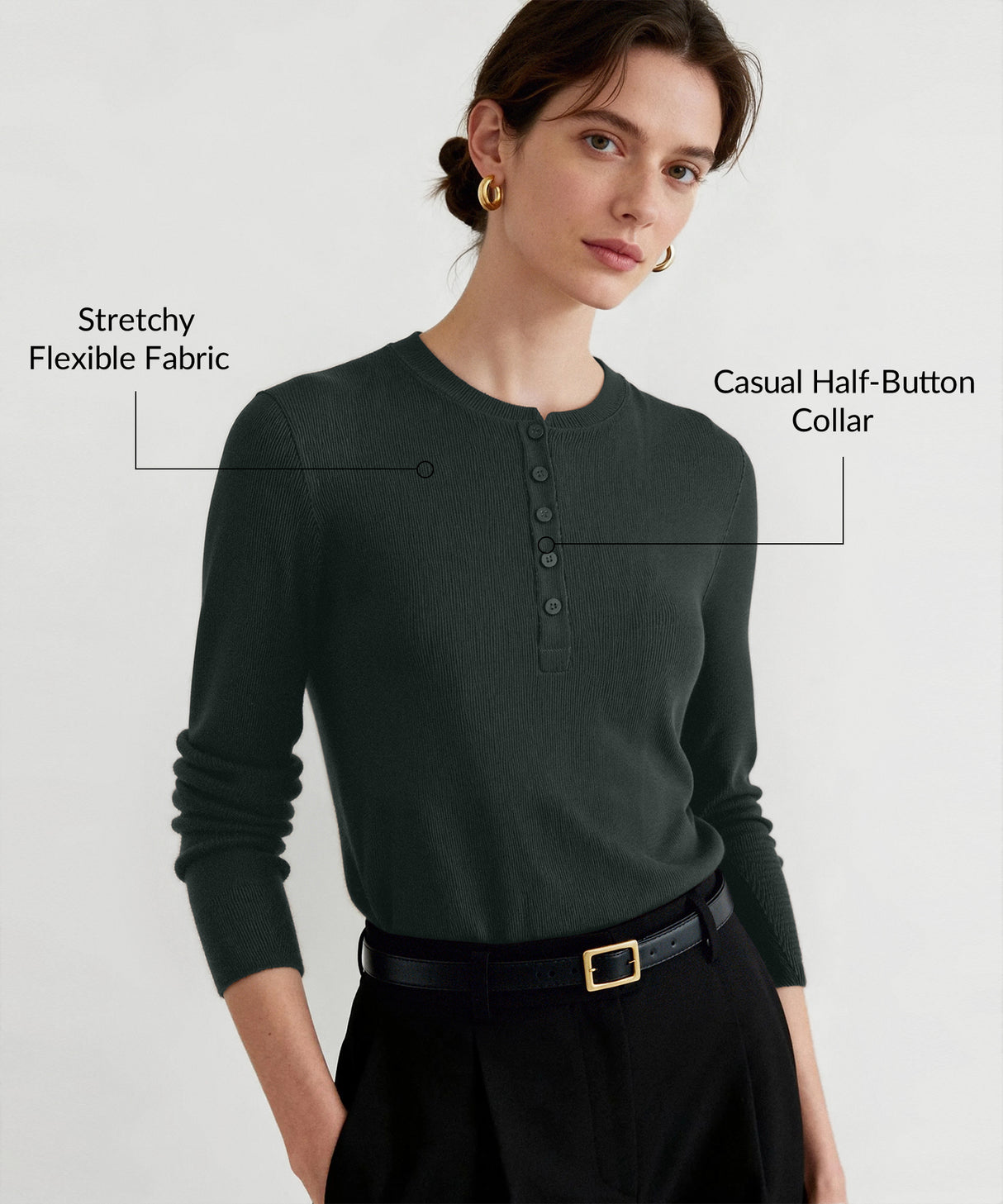 Anywhere Casual Half-Button Collar Long Sleeve Shirt | Women's Long Sleeve T-shirt