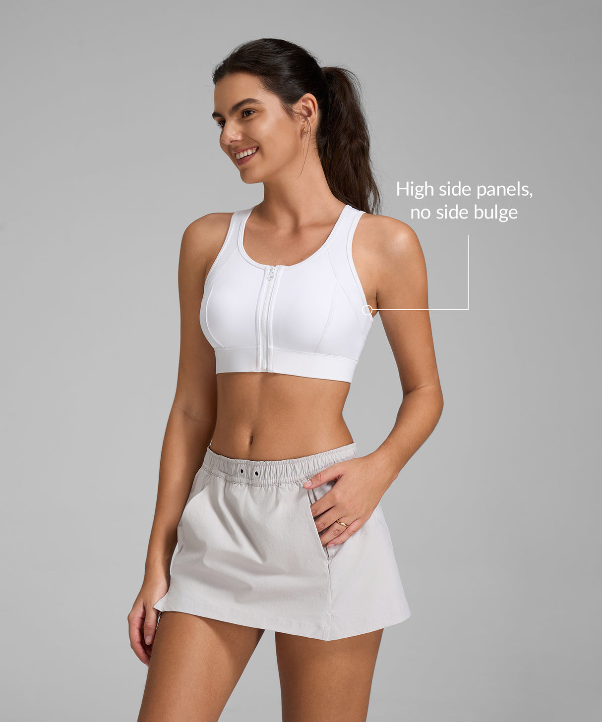 Power Cutout Racerback Zip Front Running Bra | Women's High Support Sports Bra