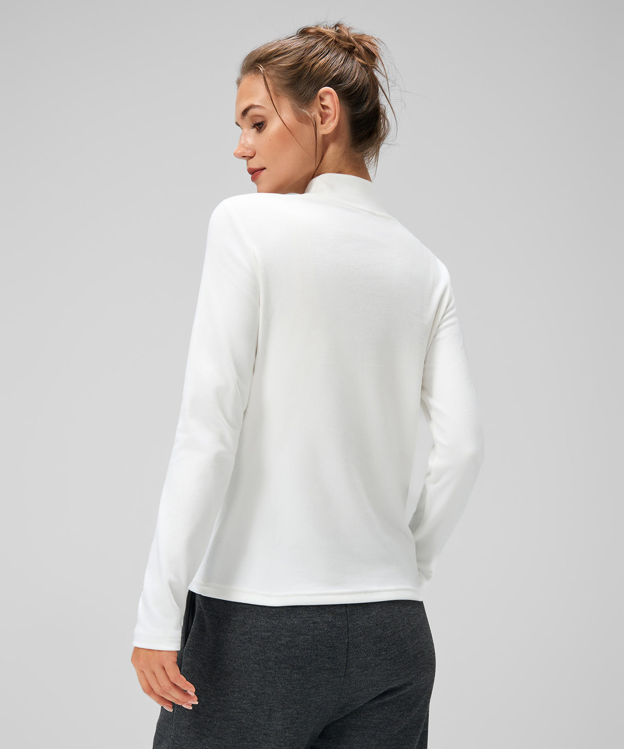 Anywhere Cozy Stretchig Mock Neck Långärmad T-shirt | Långärmad T-shirt för kvinnor