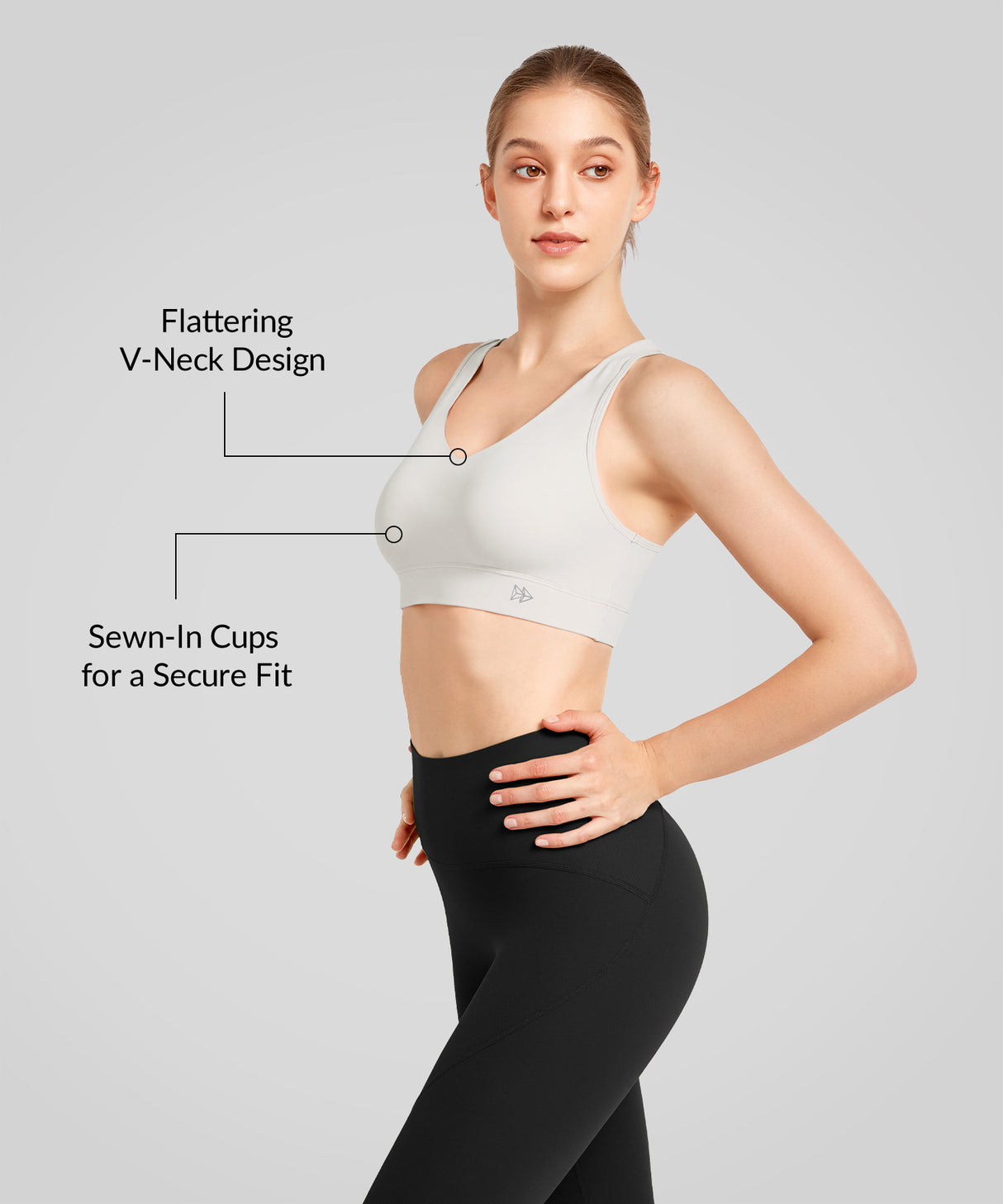 Anywhere V-Neck Wide Underband Sewn-In Pads Daily Bra | Women's Light Support Sports Bra