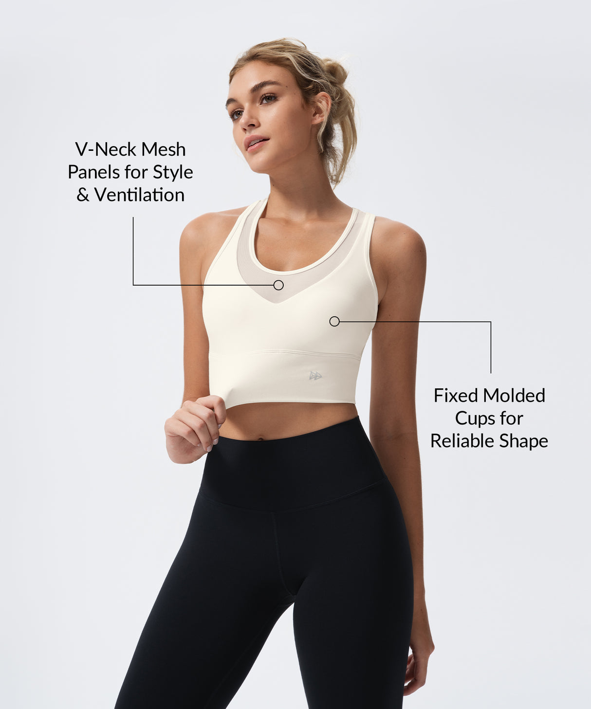 Echo Deep V-Neck Mesh Longline Padded Yoga Bra | Women's Light Support Sports Bra