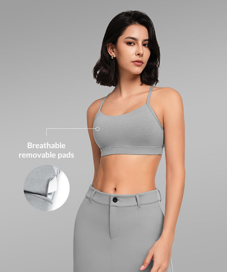 Anywhere Scoop Neckline Strappy Padded Yoga Bra | Women's Light Support Sports Bra