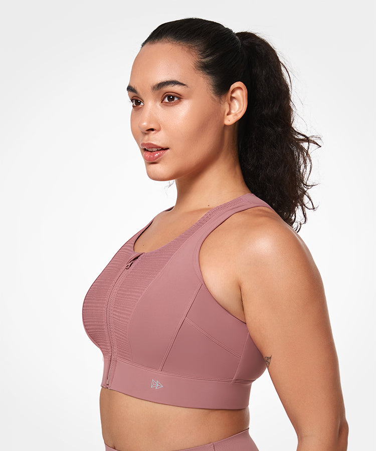 Reggiseno da corsa imbottito Echo Zipper Mesh Racerback | Reggiseno sportivo ad alto sostegno da donna