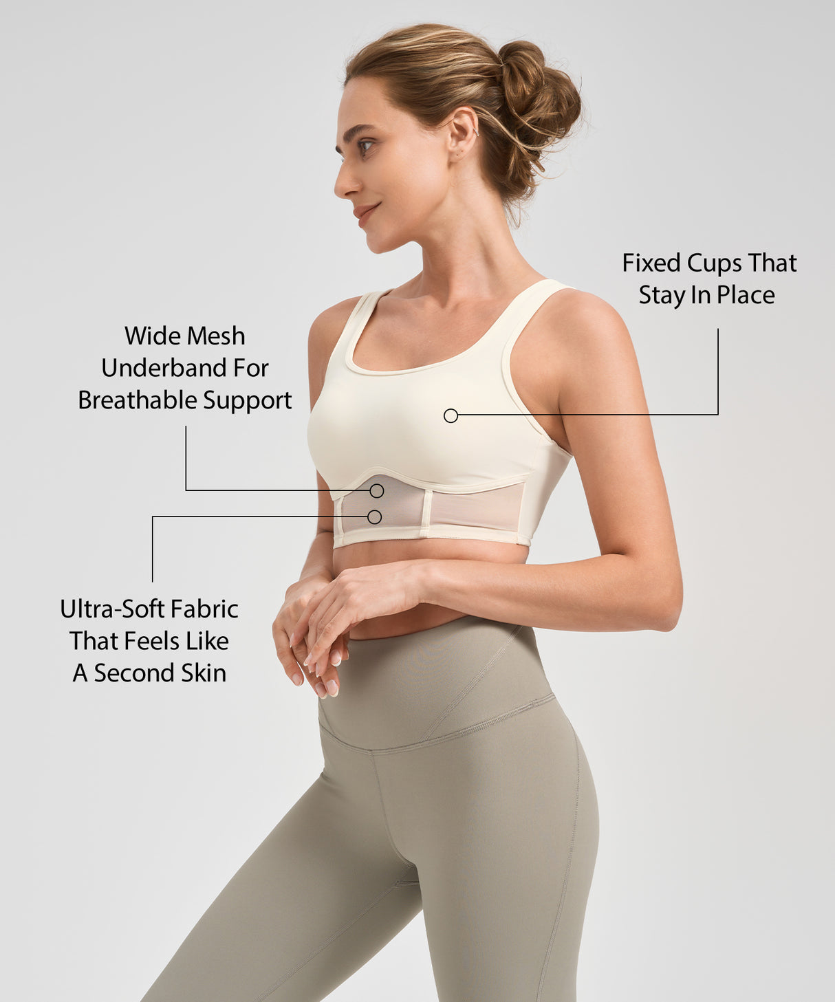 Anywhere Sewn-In Padded Mesh Yoga Bra| Women's Light Support Sports Bra