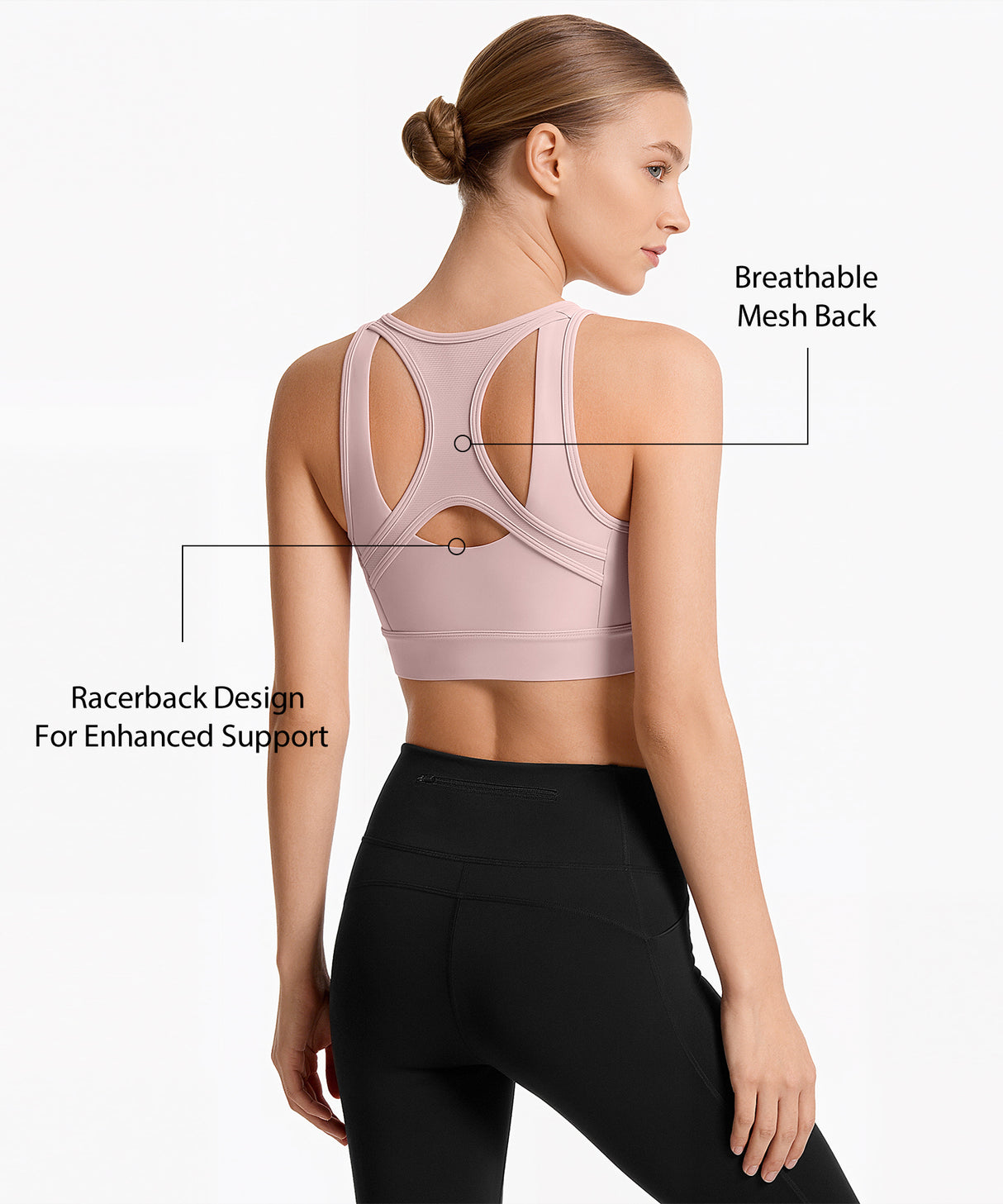 Power Front Zip Full Coverage Racerback Mesh Running Bra | Women's High Support Sports Bra