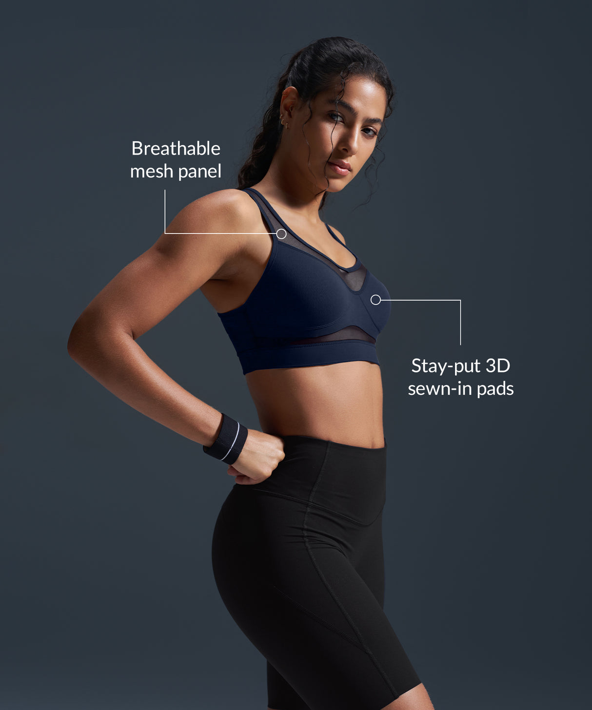 Reggiseno da corsa imbottito in rete con scollo a V Shift | Reggiseno sportivo ad alto sostegno da donna