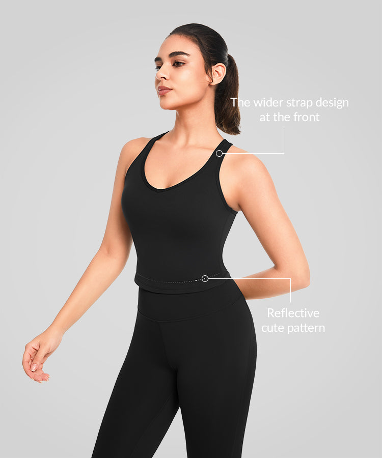 Anywhere Reflective Pattern Padded Longline Yoga Bra | Women's Light Support Sports Bra