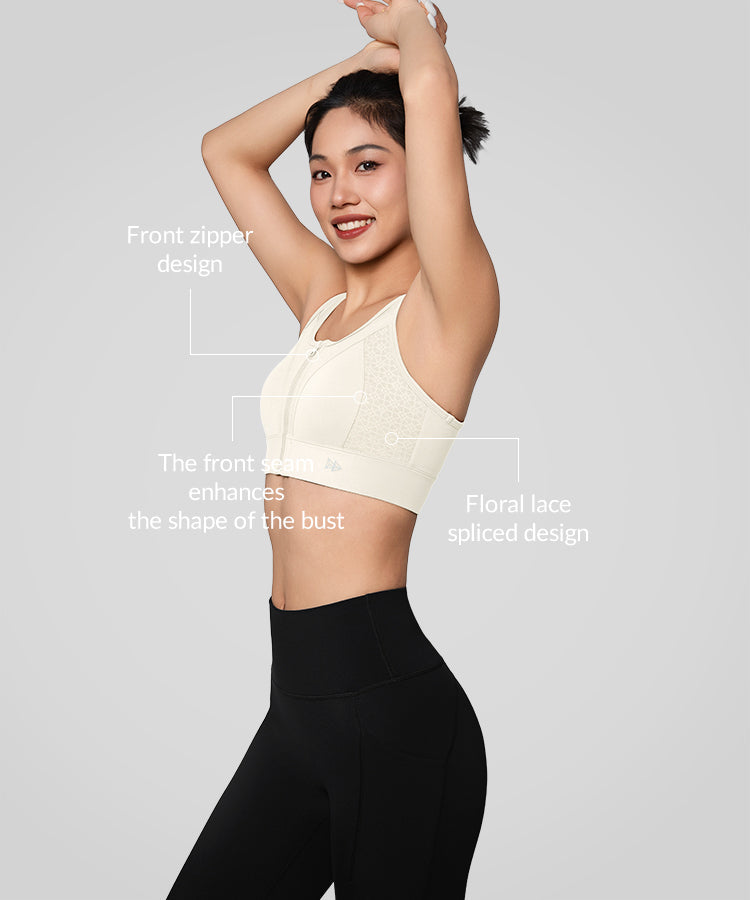 Sujetador deportivo acolchado y transpirable con empalme de malla Echo | Sujetador deportivo de alta sujeción para mujer