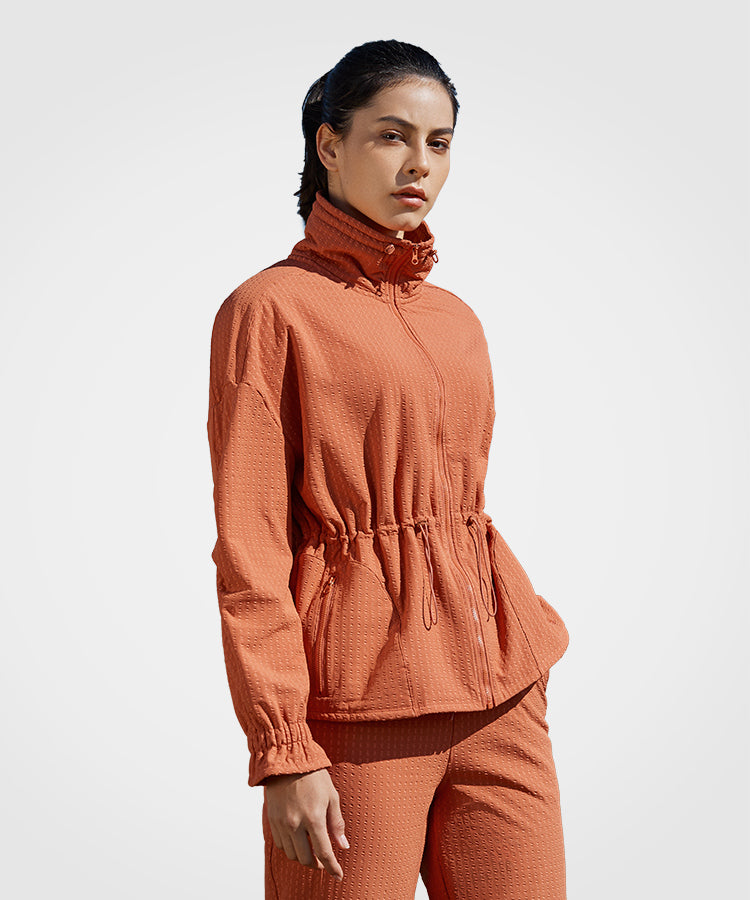 Shift Textured Drawstring Waist Fleece lined Jacket | Women's Sports Jacket