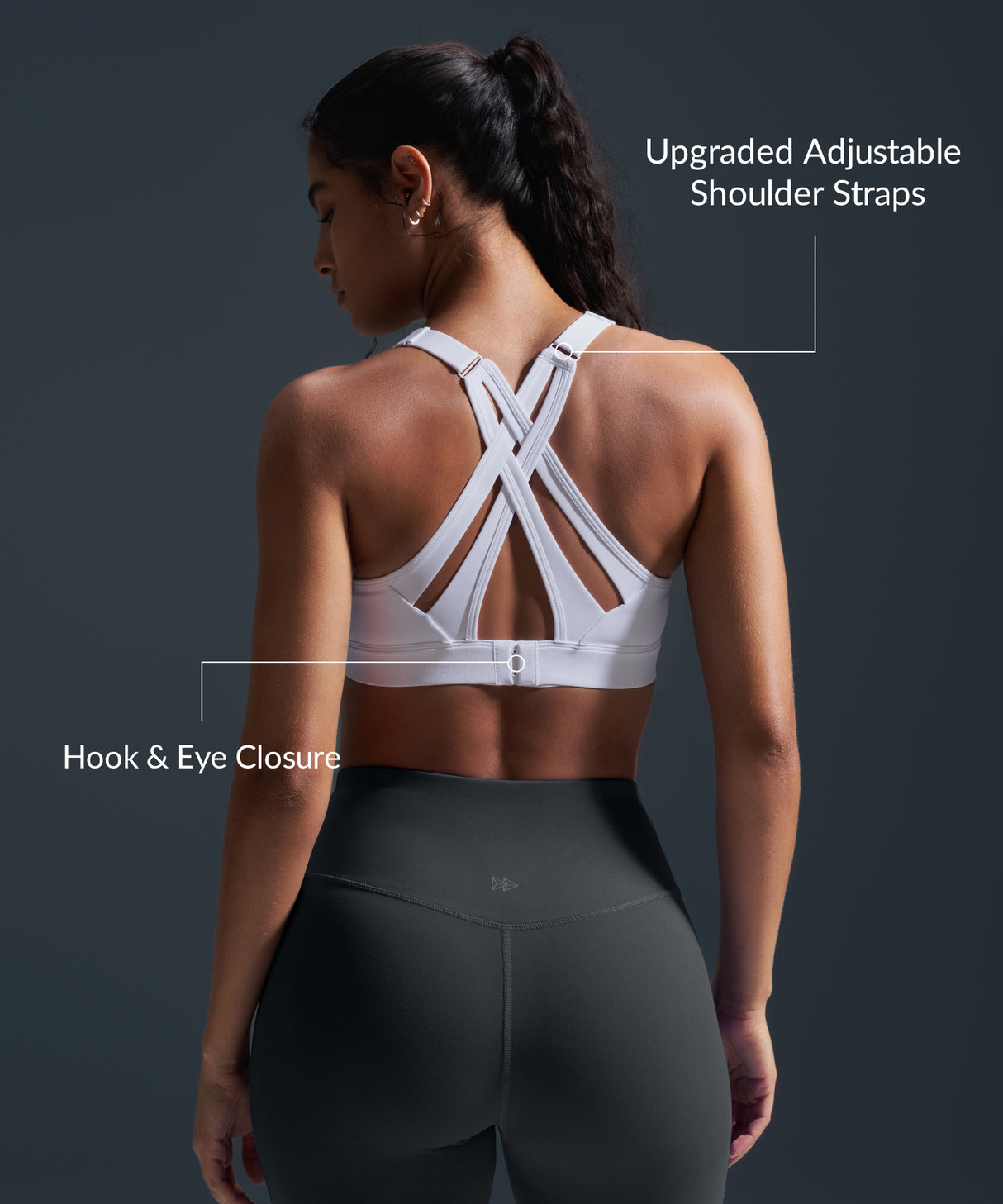 Justerbar löpar-BH med vadderad korsning | Sport-BH med högt stöd för kvinnor