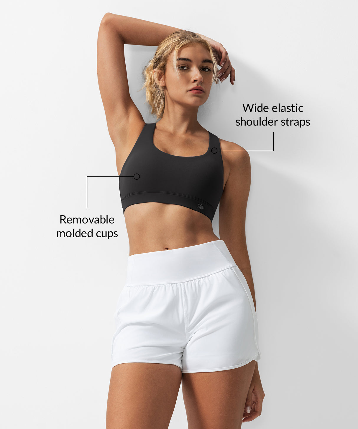 Reggiseno yoga imbottito con scollo a barchetta e schiena incrociata | Reggiseno sportivo con supporto leggero da donna