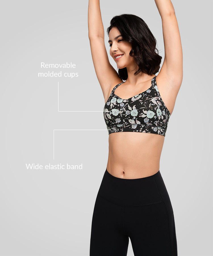 Reggiseno yoga imbottito con scollo a barchetta e doppie spalline | Reggiseno sportivo con supporto leggero da donna