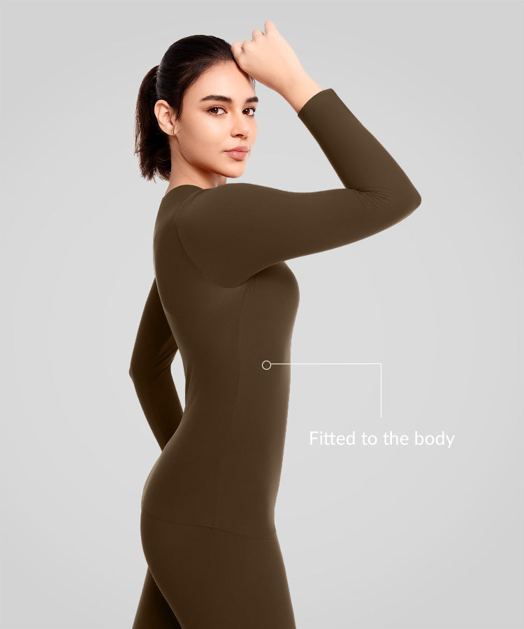 Conjunto de ropa interior térmica Shift, súper suave y elástica, de color liso | Camiseta de manga larga para mujer Conjunto de ropa interior térmica Shift, súper suave y elástica, de color liso | Camiseta de manga larga para mujer