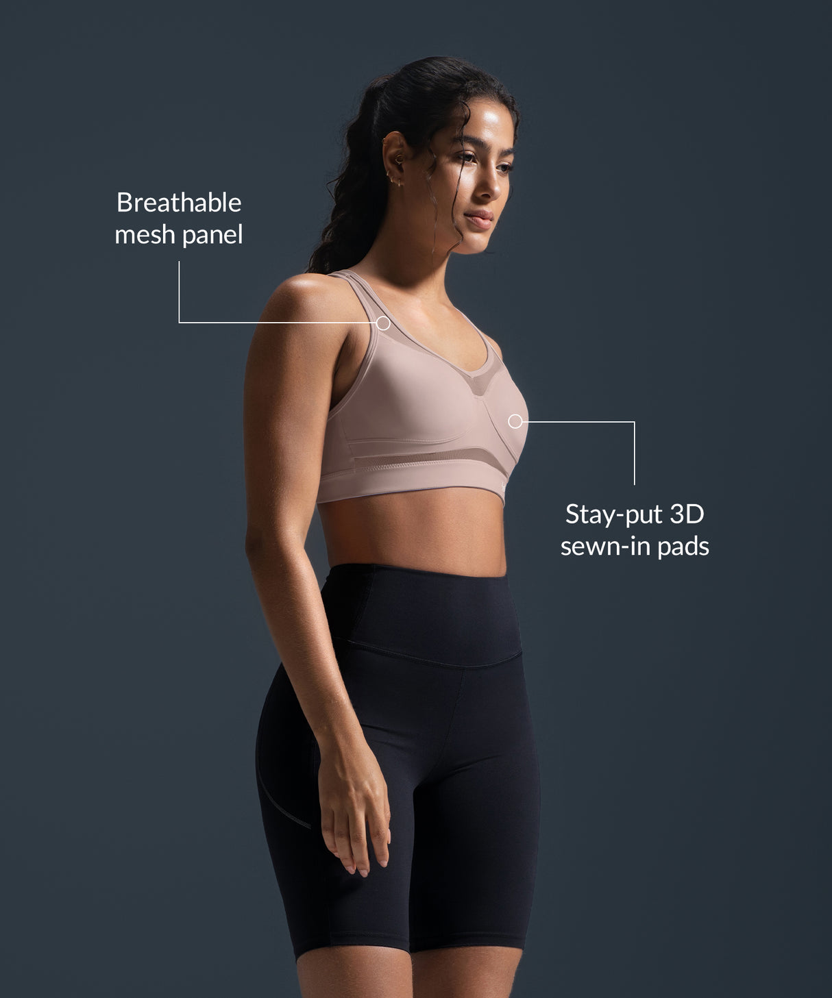 Reggiseno da corsa imbottito in rete con scollo a V Shift | Reggiseno sportivo ad alto sostegno da donna