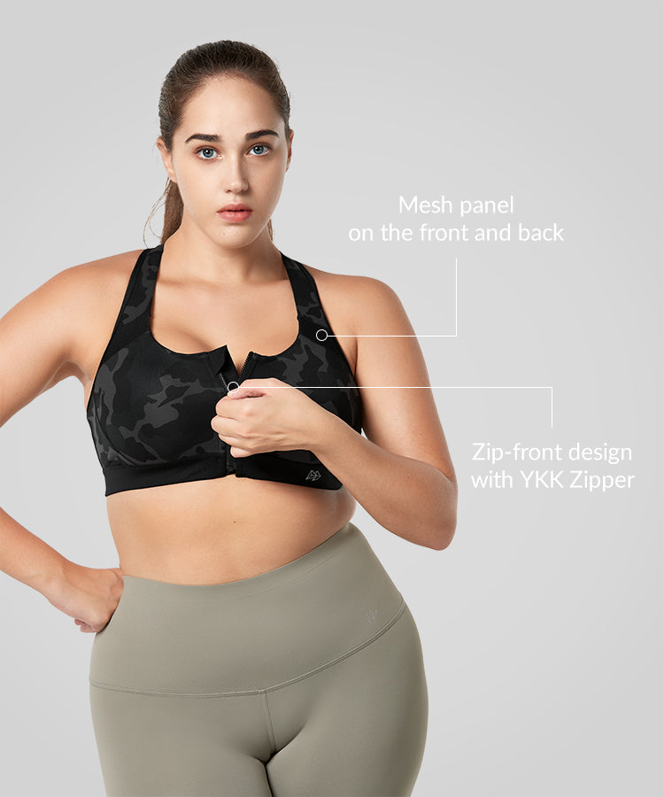 Enfold Zip Front Padded Running Bra | Women's High Support Sports Bra